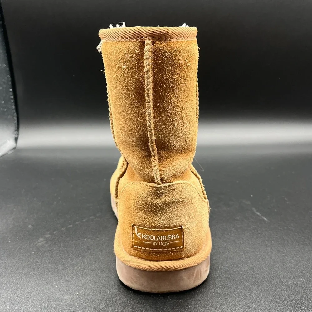 Koolaburra by UGG Victoria Short Boots Kids 3 Brown Suede Faux Fur Lined 1019374